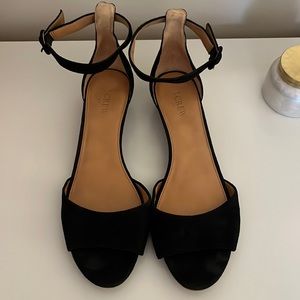 J. Crew Factory Black Suede Low-Wedge Sandal, sz. 11